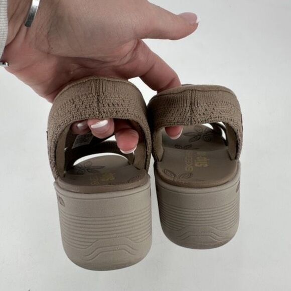 Skechers Women's PIER-LITE Memory Maker Wedge Sandals Mocha Size‎ 9 Knit Stretch - Picture 4 of 9